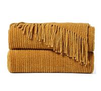 inhand Knitted Brown Throw Blanket for Couch Bed,Fall Home Decorative Soft Chunky Chenille Woven Blankets with Tassels,Lightweight Cozy Boho Farmhouse Warm Winter Gifts for Women,50"x60",Medium Thick