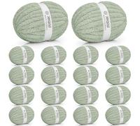 Inhand Meadow Green Chunky Chenille Yarn for Hand Knitting,Thick Bulky Christmas Blanket Yarn for Crocheting,Soft Fluffy Yarn for Crochet holiday Gifts for Women/Beginners,18 Pack (29.5Yds/8.4oz Each)