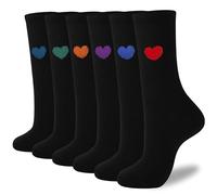 inhees Women's Cute Ankle Crew Socks - Novelty Fun Heart Cotton Casual Athletic Running Socks 6Pairs With Gift Box, 6 Pairs-black, 5-9