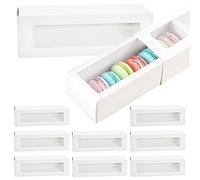 inheming 10Pcs Empty Macaroon Boxes with Clear Window,Pastry Packaging Boxes,Bakery Boxes for Macarons Desserts Mini Donuts Biscuits Muffins - 20.5 x 5.2 x 7.2 cm