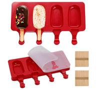 Inheming 2Pcs Non-Stick Cakesicle Moulds, Homemade Oval Popsicle Maker, Lolly Moulds with Sticks with 2 Lids & 100 Wooden Sticks,for DIY Ice Cream, BPA-Free