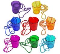 inheming 8 pcs Shot Glass Necklace,Beaded Bridal Shot Glass, Hen Party Shot Glasses,Shot Glasses with Chain, Team Bride Shot Glasses for Birthday Wedding Festival