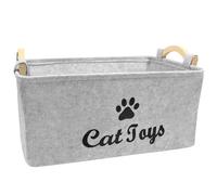 inheming Dog Toy Box Storage Basket Bin, Large Folding Cat Toy Box, Felt Pet Toy basket, Felt Pet Toy Bin ,38cm x 25cm x 18cm Grey