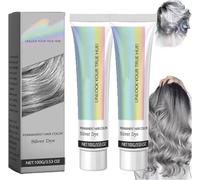 Inherenta Silver Hair Dye,2-In-1 Natural Essence Extract Silver Hair Dye,Silver Metallic Hair Dye,Silver Gray Natural Hair Dye Cream,Fashion Silver Gray Hair Dye Permanent, for All Hair Types (2 Pcs)