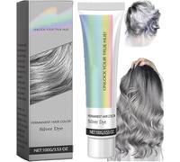 Inherenta Silver Hair Dye,2-In-1 Natural Essence Extract Silver Hair Dye,Silver Metallic Hair Dye,Silver Gray Natural Hair Dye Cream,Fashion Silver Gray Hair Dye Permanent, for All Hair Types (1 Pcs)
