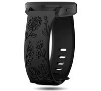 Inhosper 22mm Floral Engraved Bands Compatible with Garmin Venu 3/Venu 2 45mm/Vivoactive 4/Forerunner 745/265/255/255 Music, Flower Pattern Sport Strap Soft Silicone Wristband for Women Men