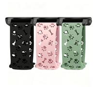 Inhosper 3 Pack 20mm Silicone Bands Compatible with Garmin Vivoactive 6/5/3/Venu/Venu Sq/Venu 2 Plus,Soft Sport Hollow-Out Dog Paw Design Watch Bands for Garmin Forerunner 245/55/165/645/Vivomove