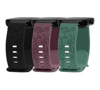 Inhosper 3 Pack 22mm Floral Engraved Bands Compatible with IDW13 IDW16 IDW19 Smartwatch,Soft Silicone Strap for Fitpolo/Woneligo IDW13/FITVII HM57/ID208 Plus/TOOBUR/ENOMIR/Gydom/Veryfit IDW19 Watch