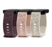 Inhosper 3 Pack 22mm Floral Engraved Bands Compatible with IDW13 IDW16 IDW19 Smartwatch,Soft Silicone Strap for Fitpolo/Woneligo IDW13/FITVII HM57/ID208 Plus/TOOBUR/ENOMIR/Gydom/Veryfit IDW19 Watch