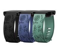Inhosper 3 Pack Flower Pattern Bands Compatible with IDW13 IDW16 IDW19 Smartwatch,22mm Soft Silicone Strap for Fitpolo/Woneligo IDW13/FITVII HM57/H56/ID208 Plus/TOOBUR/ENOMIR/Gydom/Veryfit IDW19 Watch