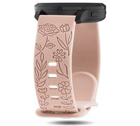 Inhosper Floral Engraved Bands Compatible with Garmin Vivoactive 4/Venu 3/Venu 2 45mm, 22mm Soft Silicone Flower Pattern Replacement Wristband for Garmin Forerunner 745/265/255/255 Music Smart Watch