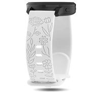 Inhosper Floral Engraved Bands Compatible with Garmin Vivoactive 4/Venu 3/Venu 2 45mm, 22mm Soft Silicone Flower Pattern Replacement Wristband for Garmin Forerunner 745/265/255/255 Music Smart Watch