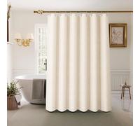 Inhousolu Boho Farmhouse Shower Curtain with Fabric Liner Set, Faux Linen Textured, Metal Hooks Luxury Weighted Hem, Washable Wrinkle Free Curtain for Hotel Bathroom (Ivory, W 72" x L 72" (1 Panels))