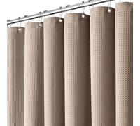 Inhousolu Fabric Shower Curtain Waffle Weave, 230 GSM Heavy Duty, Weighted Hem, Metal Hooks, Water Repellent, Machine Washable, Hotel Spa Luxury Bath Curtain Set (Beige, W 72" x L 72" (1 Panels))