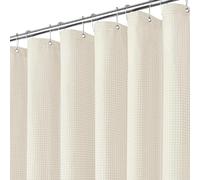 Inhousolu Fabric Shower Curtain Waffle Weave, 230 GSM Heavy Duty, Weighted Hem, Metal Hooks, Water Repellent, Machine Washable, Hotel Spa Luxury Bath Curtain Set (Ivory, W 72" x L 72" (1 Panels))