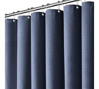Inhousolu Fabric Shower Curtain Waffle Weave, 230 GSM Heavy Duty, Weighted Hem, Metal Hooks, Water Repellent, Machine Washable, Hotel Spa Luxury Bath Curtain Set (Navy Blue, W 72" x L 72" (1 Panels))