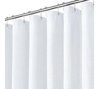 Inhousolu Fabric Shower Curtain Waffle Weave, 230 GSM Heavy Duty, Weighted Hem, Metal Hooks, Water Repellent, Machine Washable, Hotel Spa Luxury Bath Curtain Set (White, W 72" x L 72" (1 Panels))
