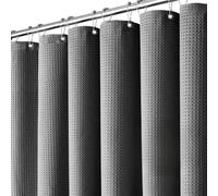 Inhousolu Fabric Shower Curtain Waffle Weave, Graphite Grey 230 GSM Heavy Duty, Weighted Hem, 14 Metal Hooks, Water Repellent, Machine Washable, Hotel Spa Luxury Bath Curtain Set, 72 x 84 Inch