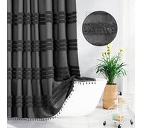 INHOUSOLU HOME DÉCOR Inhousolu Home Decor 256Gsm Boho Bathroom Shower Curtain 72X72',tufted Textured Striped Tassel Wrinkle Free Waterproof