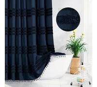 INHOUSOLU HOME DÉCOR Inhousolu Home Decor Bathroom Shower Curtain 72X72',boho Woven Tufted Textured Chevron Striped Tassel Waterproof Washable