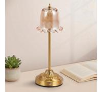 INHXSZU Cordless Glass Table Lamp,6500mAh Portable Rechargeable Lamps,3 Color Modes & Stepless Dimmable,Gold Battery Operated Small Touch Lamp for Bedside,Kitchen,Living Room,Restaurant Outdoor