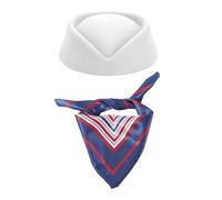 inhzoy 2-Piece Stewardess Costume Accessories Flight Attendant Hat/Scarf Set Air Hostess Stewardess Pillbox Hat Cosplay Carnival Accessories White One Size
