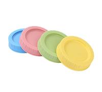 inhzoy 4 Pack/8 Pack Reusable Decorative Mason Jar Lids Plastic Storage Caps with/without Straw Hole and Silicone Stopper for Regular Mouth Canning Drinking Jars 4 Pcs B without Hole 70mm
