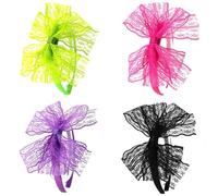 inhzoy 80s Lace Hair Accessory Set 3-Pack Headbands with Different Bow Colors Complete Retro Look for Christmas Parties Green Hot Pink Purple Black One Size