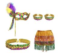 inhzoy Carnival Costume Accessory Sets Sequin Feathers Headband Feather Headband Sequin Mask Carnival Parade Tea Party Type E One Size