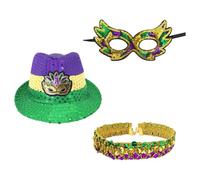 inhzoy Carnival Costume Accessory Sets Sequin Feathers Headband Feather Headband Sequin Mask Carnival Parade Tea Party Type C One Size