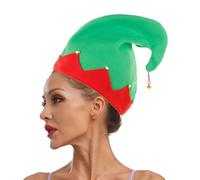 inhzoy Classic Green Elf Hat with Jingle Bells Festive Christmas Costume Accessory for Adult Holiday Ugly Sweater Party Green One Size