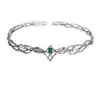 inhzoy Crown Crystals Tiaras Hair Band Bridal Crown Women King Headband Prom Party Wedding Christmas Cosplay Rhinestone Fairy Crown Silver&Green One Size