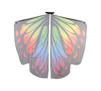 inhzoy Elegant Butterfly Wing Cape Shimmering Chiffon Dance Cloak with Sequined Details for Belly Dancing Costume Balls Rainbow Color One Size