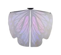 inhzoy Elegant Butterfly Wing Cape Shimmering Chiffon Dance Cloak with Sequined Details for Belly Dancing Costume Balls Purple Snowflakes One Size