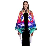 inhzoy Elegant Moth Wing Cape for Women Self-Tying Design with Sheer Fabric Wire Edges for Ethereal Halloween Costumes Orange Rose Red One Size