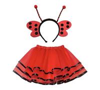 inhzoy Girls Premium Quality Bee Costume Fancy Dress Set with Stretchy Tutu Winged Backpack And Headband for Carnival Red A L