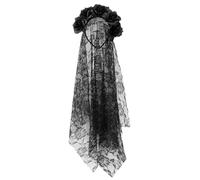 inhzoy Gothic Lace Veil Headband with Black Roses Elegant Day of The Dead Hair Accessory for Women Halloween Costumes Type A One Size