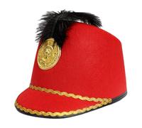 inhzoy Halloween Unisex Nutcracker-Hat Vintage Marching Band Hat with Feather Kids Toy Soldier Hat Majorette Drum Hat for Carnival Fancy Party Red One Size