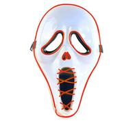 inhzoy Kids Adults Led Horror Mask with Multiple Lighting Mode Dynamic Glow-in-the-Dark Face Cover for Halloween Cosplay Red One Size