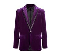 inhzoy Kids Boys Long Sleeve Velvet Formal Blazer Suit Jacket Sports Coat Notch Lapel One-Button Tuxedo Outerwear Dark Purple 11-12 Years