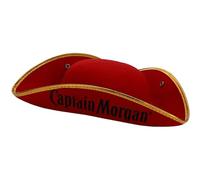 inhzoy Kids Pirate Hat Soft Felt Tricorne with Reflective Trim And Fake Feather Halloween Costume Accessory for School Plays Red 2 One Size