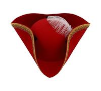 inhzoy Kids Pirate Hat Soft Felt Tricorne with Reflective Trim And Fake Feather Halloween Costume Accessory for School Plays Red 1 One Size