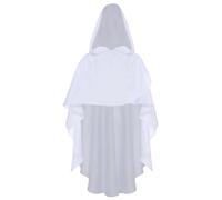 inhzoy Kids Vampire Wizard Witch Long Hooded Cloak Knight Cape Gothic Ponchos Halloween Cosplay Party Dress Up White 11-14 Years