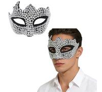 inhzoy Masquerade Mask for Men Vintage Half Face Roman Warrior Phantom Of The Opera Masks for Dance Party White Black Horn Type One Size