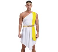 inhzoy Mens Ancient Greek Roman Toga Costume Party Halloween Cosplay Dress For Adult Men Women Yellow 3XL