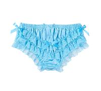 inhzoy Mens Sissy Underwear Briefs Frilly Satin Panties Lace Ruffled Knickers French Maid Underpants Blue M