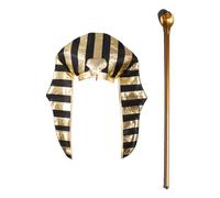 inhzoy Premium Cleopatra Pharaoh Accessories Adjustable Golden Crown with Snake Beaded Collar Optional Wig for Halloween Type D One Size