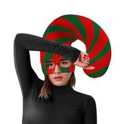 inhzoy Professional Christmas Candy Cane Hat Theater-Grade Materials with Integrated Face Cover for Carol Singers Green Red One Size