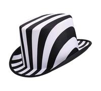 inhzoy Rainbow Stripe Top Hat Crazy Multicolior Mad Halloween Clown Cosplay Stripe Stitching Color Black White One Size
