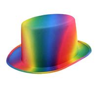 inhzoy Rainbow Stripe Top Hat Crazy Multicolior Mad Halloween Clown Cosplay Stripe Stitching Color Iridescence One Size